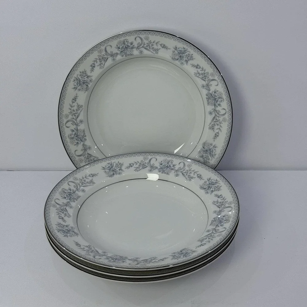Mikasa Dresden Rose L9009 Rimmed‎ Soup Or Salad Plate Set of 4 Japan Read